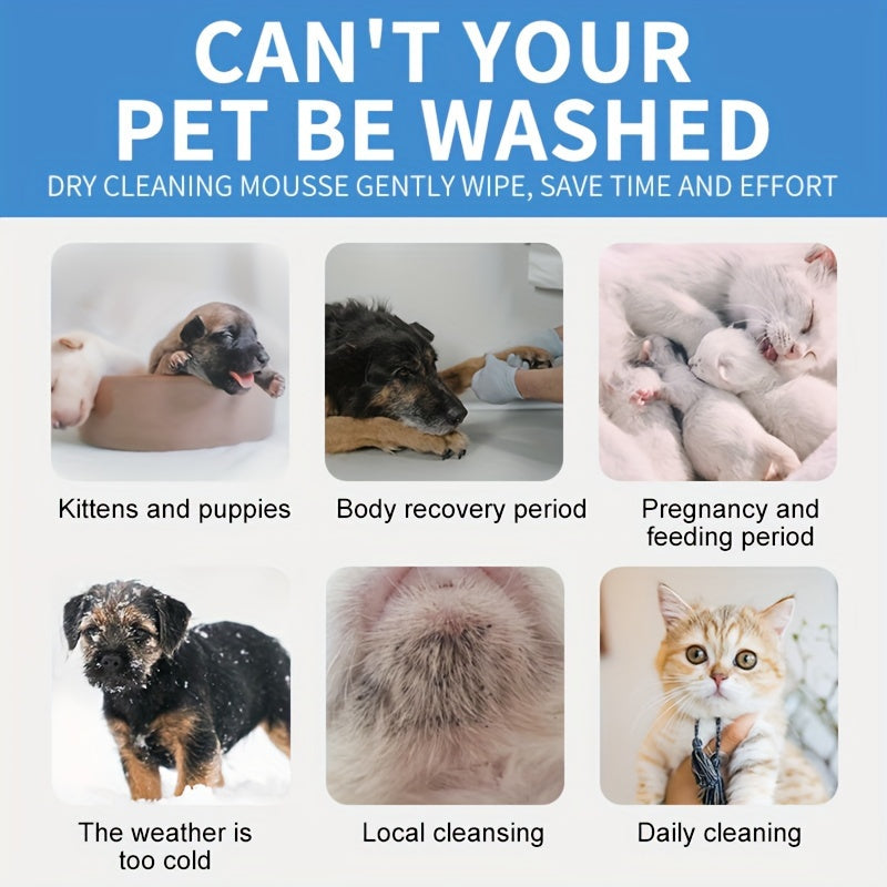 OIVOLII No-Rinse Waterless Dog & Shampoo - 2oz (60) Dry Bath Gel, Quick for Pets, Portable Bath Gel Suitable for Cats, Dogs, Pets - Waterless Washing, No Bathing Required
