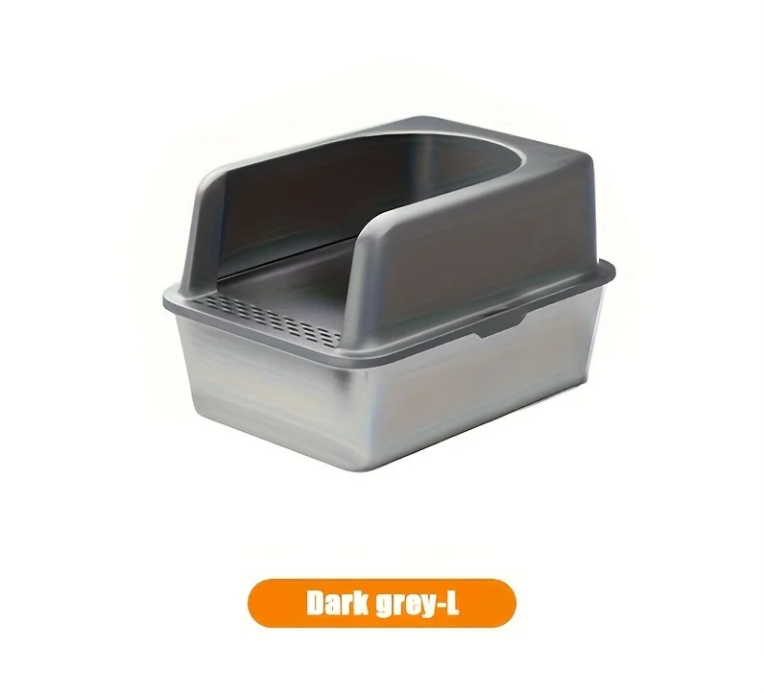 XL Stainless Steel Cat Litter Box with High Sides