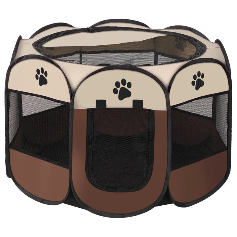 Portable Octagonal Pet Playpen with Breathable Mesh