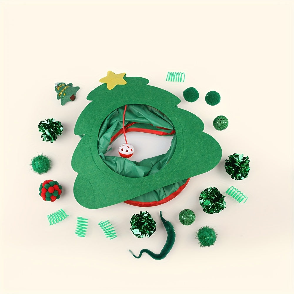 Christmas Cat Toy Tunnel Set - 21 Fun Pieces for Holiday Play!