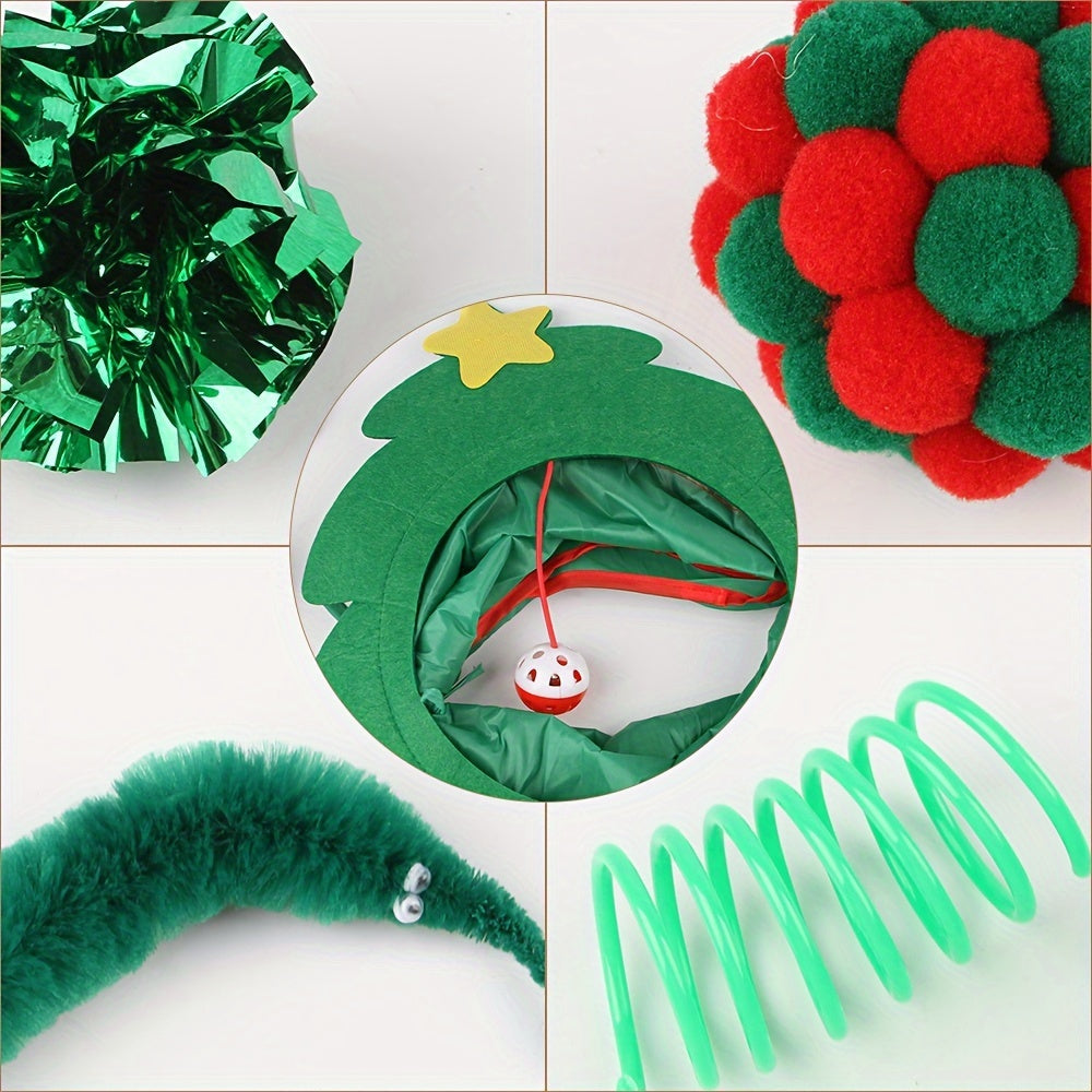 Christmas Cat Toy Tunnel Set - 21 Fun Pieces for Holiday Play!