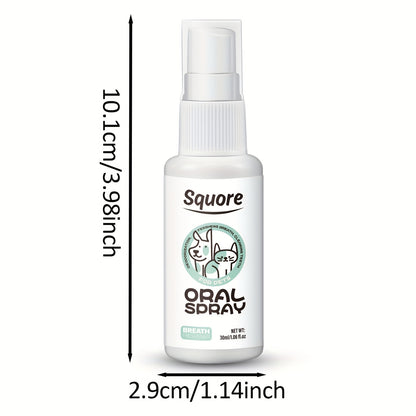 Spray oral para animais de estimação de 30 ml para cães e gatos - Refresca o hálito, limpa entre os dentes, fórmula baseada em plantas para remover odores, cuidados dentários para animais de estimação, refresca o hálito, cuidados dentários | Spray refrescante | Fórmula baseada em plantas