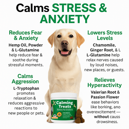 Calming Dog Treats - Dog Calming Tablets That Work, 120 Anxiety Relief Chews for Dogs, Naturally Relieves Stress, Barking, and Hyperactivity, Helping Pets Stay Calm During Fireworks and Thunderstorms