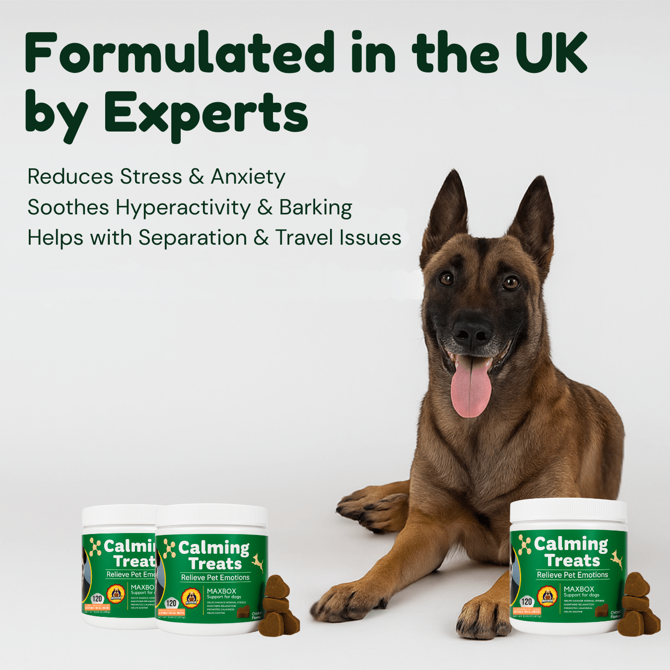 Calming Dog Treats - Dog Calming Tablets That Work, 120 Anxiety Relief Chews for Dogs, Naturally Relieves Stress, Barking, and Hyperactivity, Helping Pets Stay Calm During Fireworks and Thunderstorms