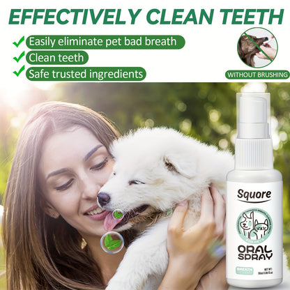 Spray oral para animais de estimação de 30 ml para cães e gatos - Refresca o hálito, limpa entre os dentes, fórmula baseada em plantas para remover odores, cuidados dentários para animais de estimação, refresca o hálito, cuidados dentários | Spray refrescante | Fórmula baseada em plantas