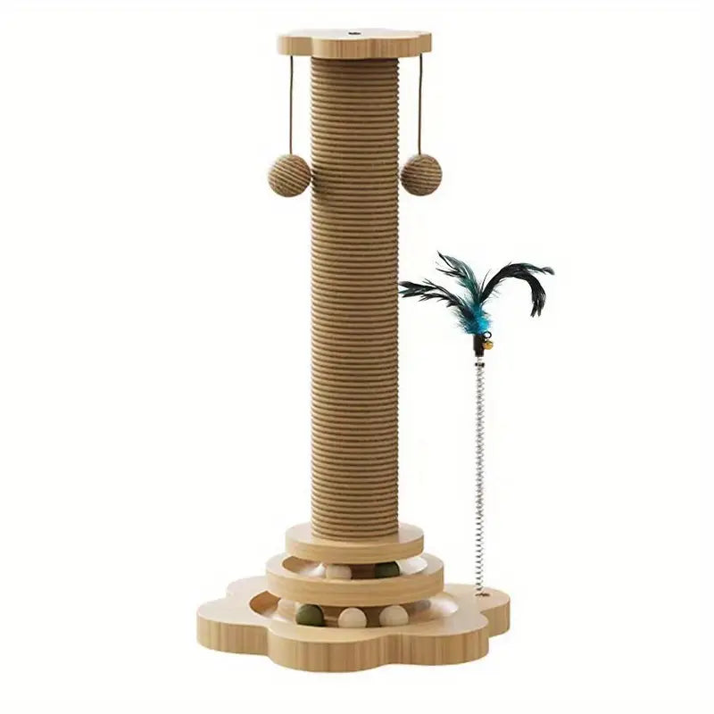 Solid Wood Cat Turntable with Sisal Scratching Board
