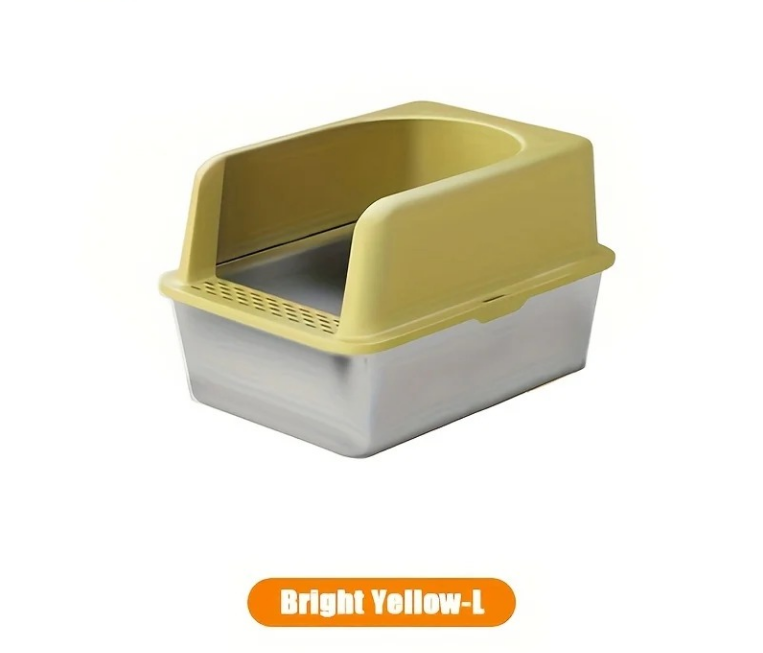XL Stainless Steel Cat Litter Box with High Sides