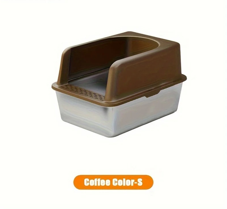 XL Stainless Steel Cat Litter Box with High Sides