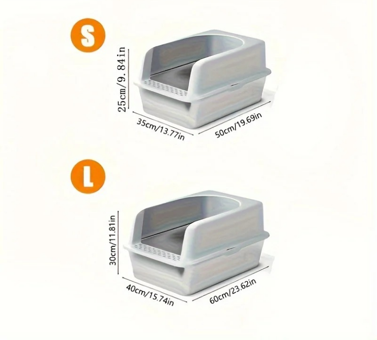 XL Stainless Steel Cat Litter Box with High Sides