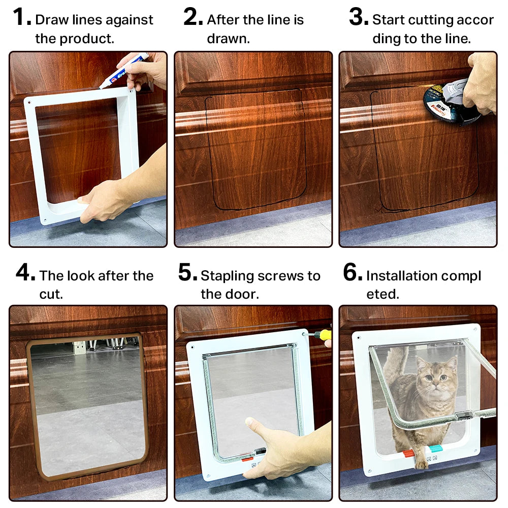 Smart Pet Door with 4-Way Locking for Cats and Dogs