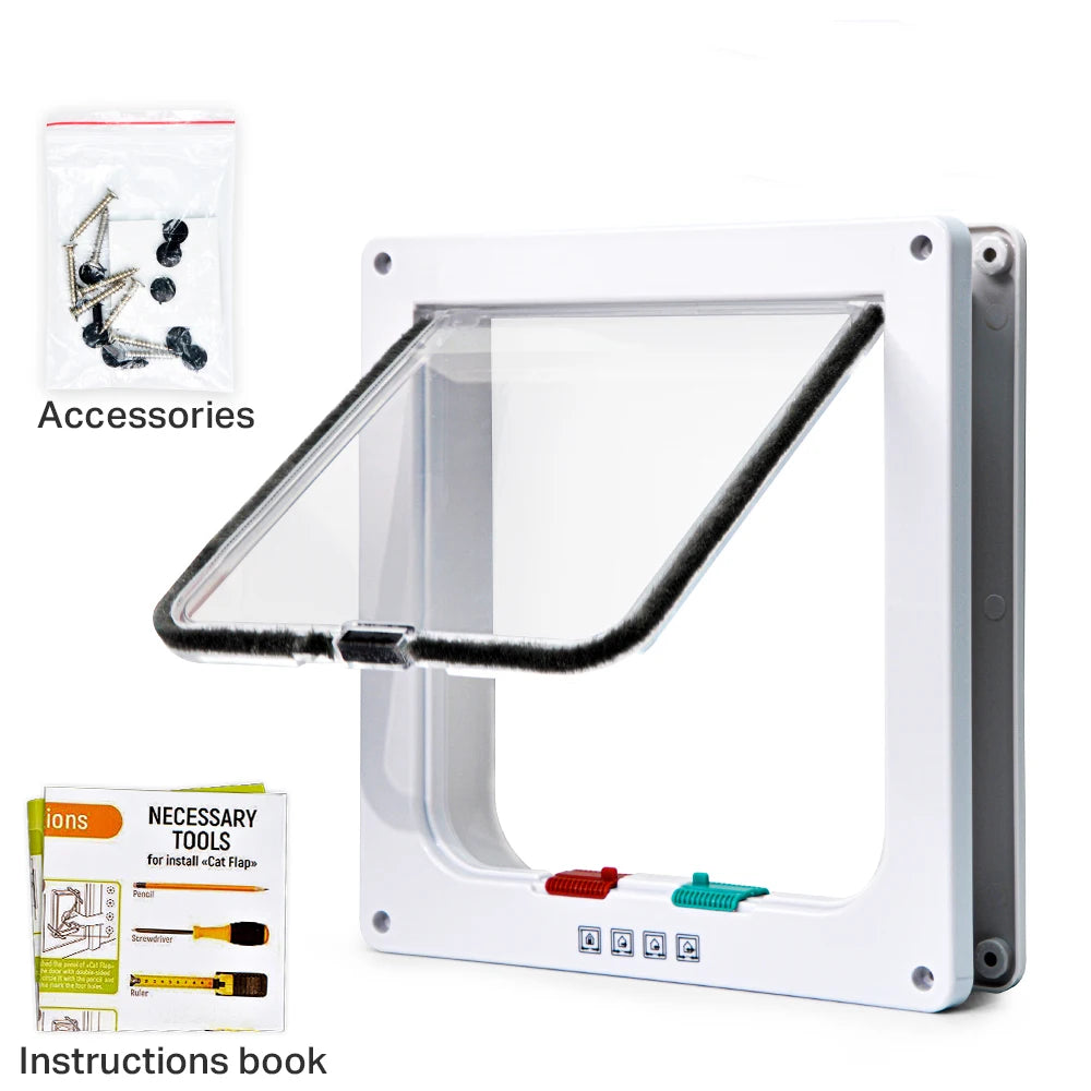 Smart Pet Door with 4-Way Locking for Cats and Dogs