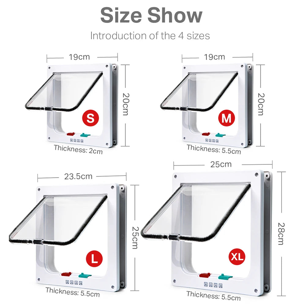 Smart Pet Door with 4-Way Locking for Cats and Dogs