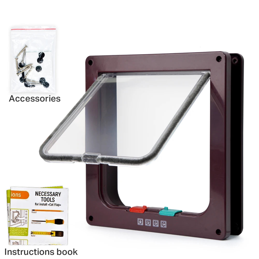 Smart Pet Door with 4-Way Locking for Cats and Dogs