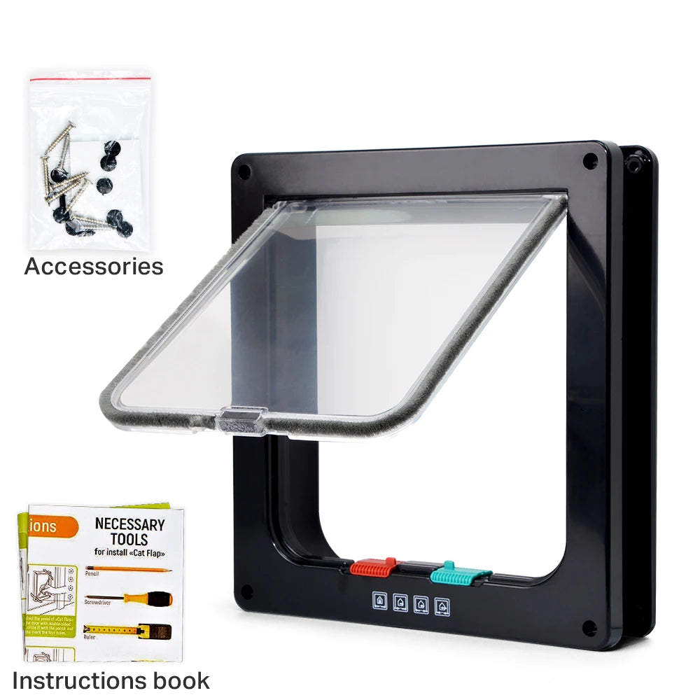 Smart Pet Door with 4-Way Locking for Cats and Dogs