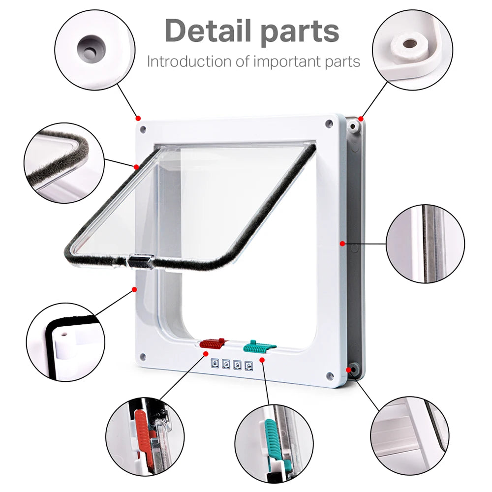 Smart Pet Door with 4-Way Locking for Cats and Dogs