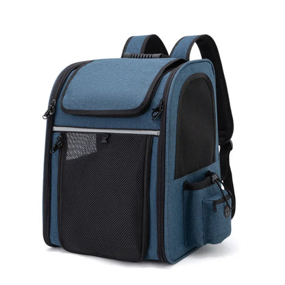 Pet Backpack Portable Breathable Outdoor Foldable Expandable Cat & Dog Backpack Large Capacity Oxford Cloth Cat Carrying Bag