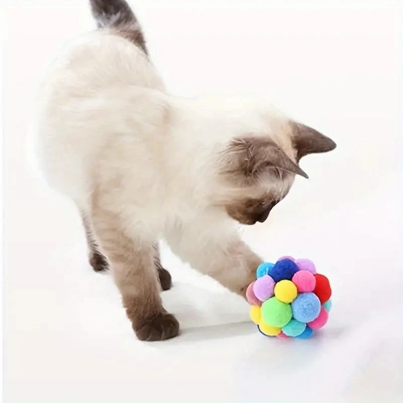 Colorful Cat Plush Ball Toy Set - Interactive Fun