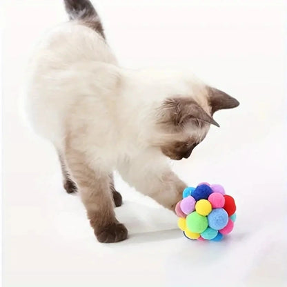 Colorful Cat Plush Ball Toy Set - Interactive Fun