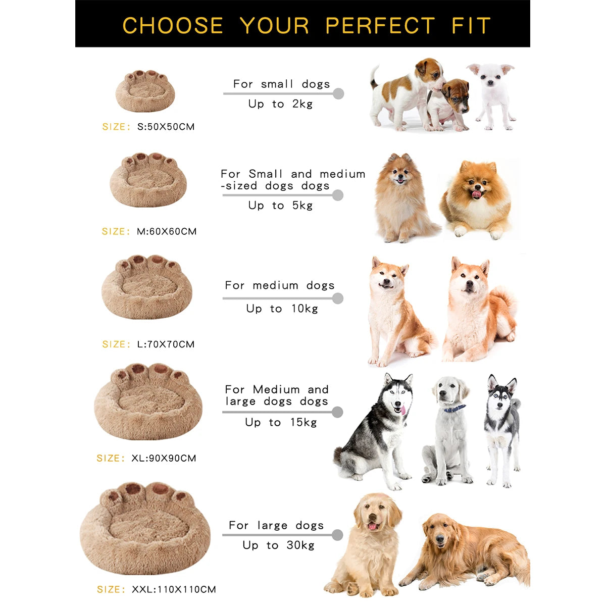 Cozy Paw-Shaped Fluffy Dog Bed