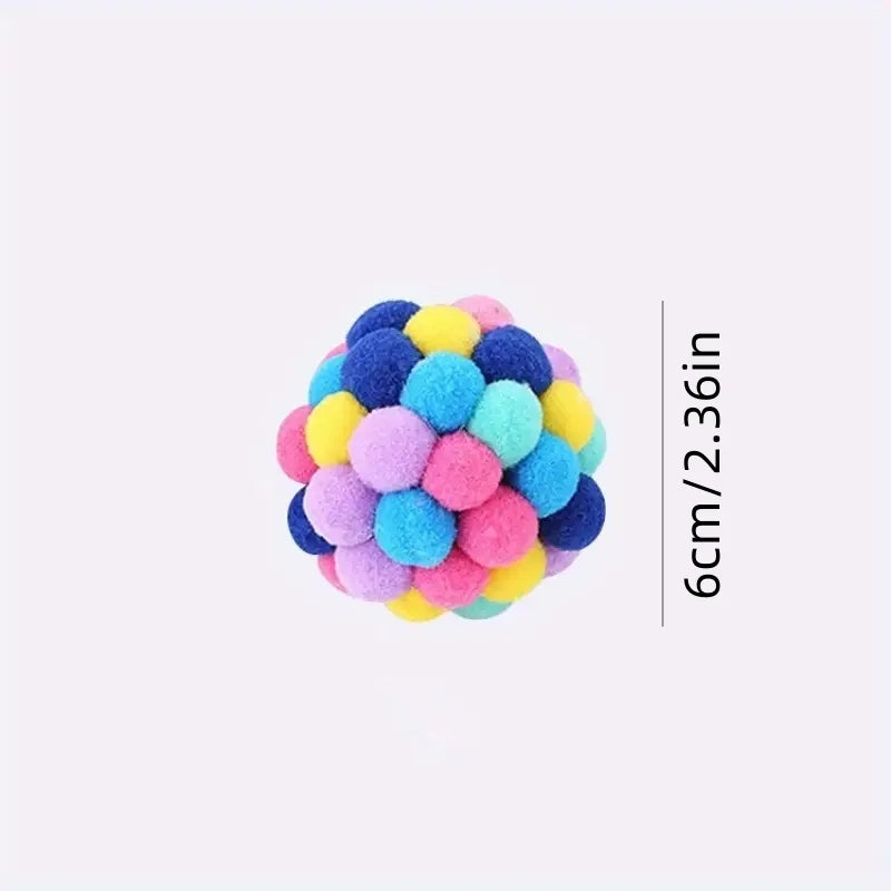 Colorful Cat Plush Ball Toy Set - Interactive Fun