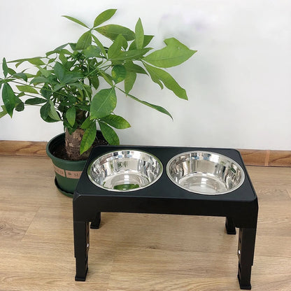 Adjustable Elevated Dog Feeder with Double Stainless Bowls