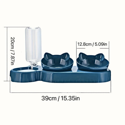 3 in 1 Cat Bowl Set with Gravity Water Feeder