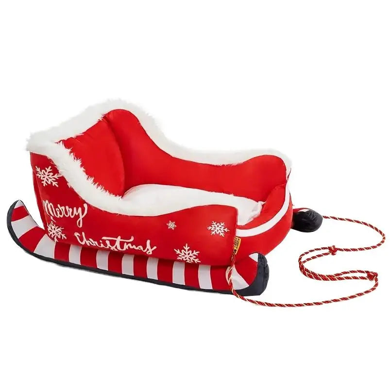 Cozy Christmas Pet Sleigh Bed - Warm & Washable