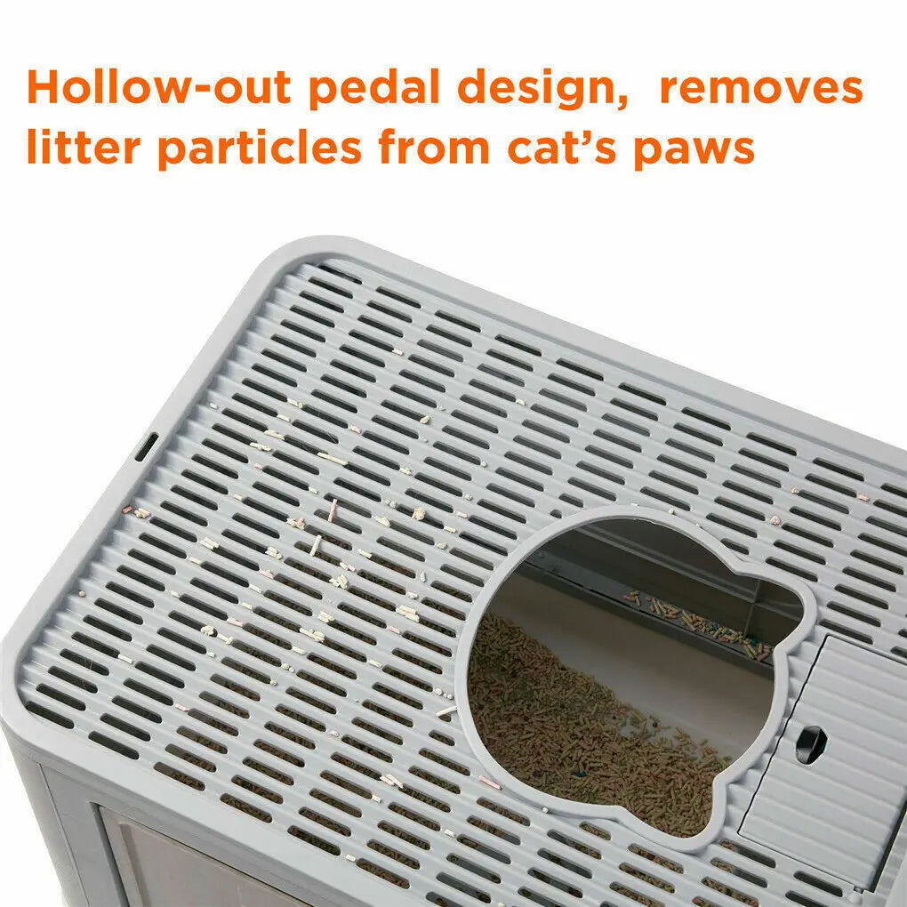 Foldable Cat Litter Box with Massager & Top Exit