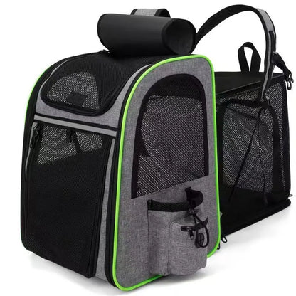 Pet Backpack Portable Breathable Outdoor Foldable Expandable Cat & Dog Backpack Large Capacity Oxford Cloth Cat Carrying Bag