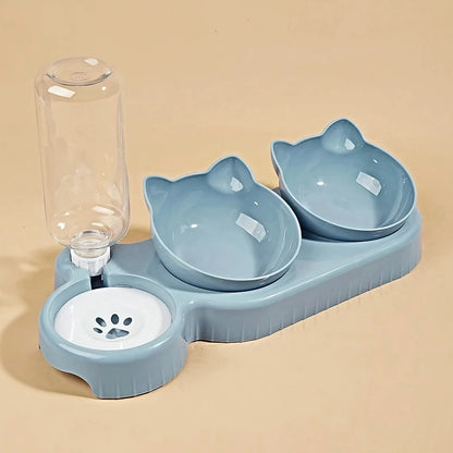 3 in 1 Cat Bowl Set with Gravity Water Feeder