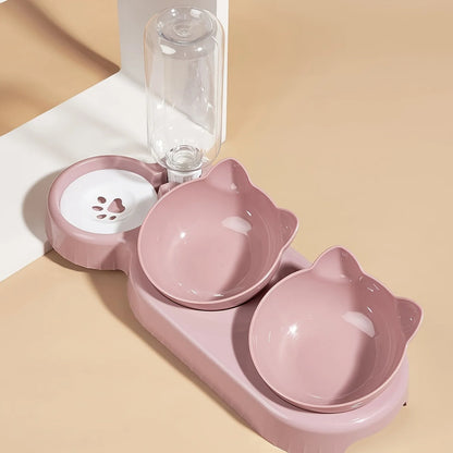 3 in 1 Cat Bowl Set with Gravity Water Feeder