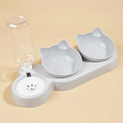 3 in 1 Cat Bowl Set with Gravity Water Feeder