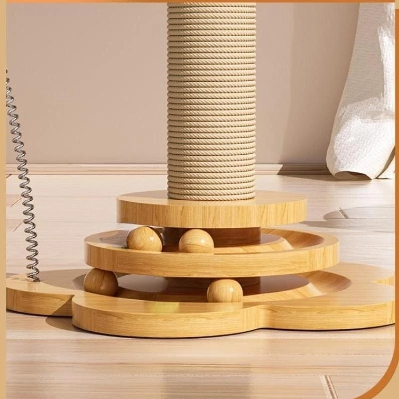 Solid Wood Cat Turntable with Sisal Scratching Board