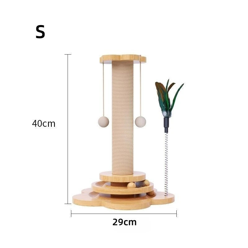 Solid Wood Cat Turntable with Sisal Scratching Board