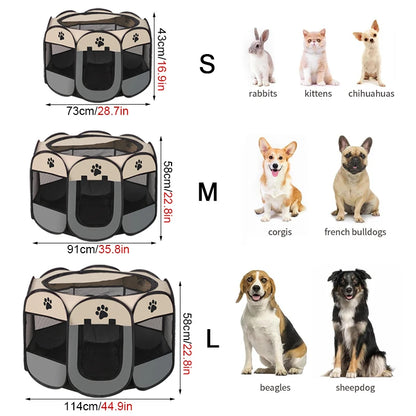 Portable Octagonal Pet Playpen with Breathable Mesh