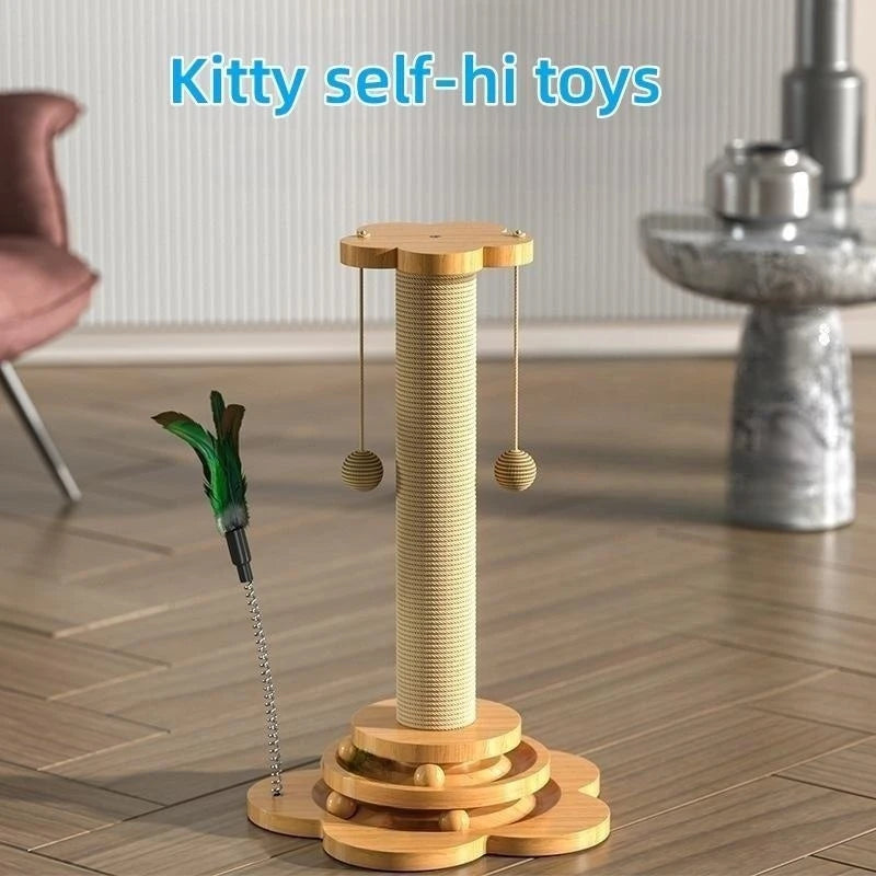 Solid Wood Cat Turntable with Sisal Scratching Board