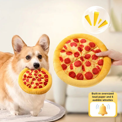 Irresistible Plush Pizza & Doughnut Dog Chew Toys
