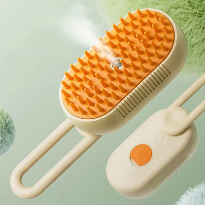 Electric Pet Cleaning Brush with Steam Spray & Massage