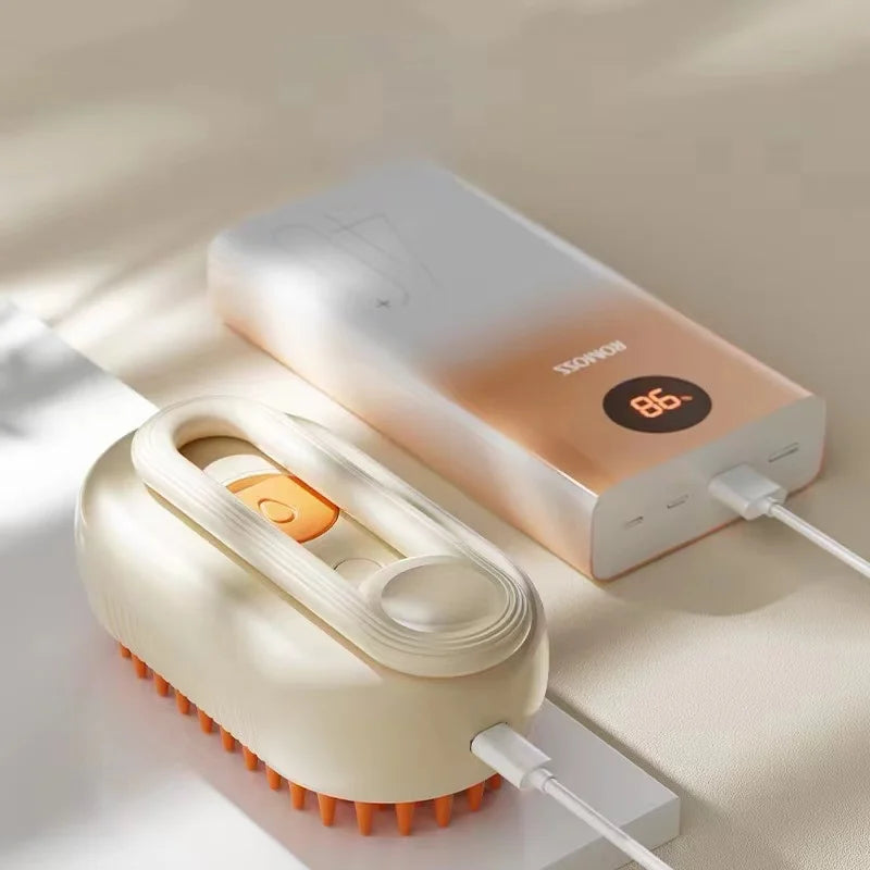 Electric Pet Cleaning Brush with Steam Spray & Massage