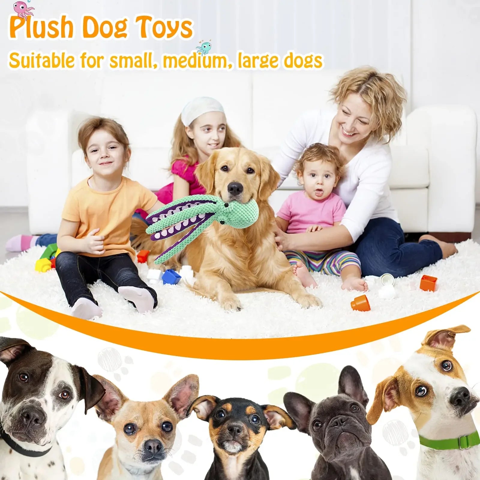 Interactive Octopus Plush Chew Toy for Dogs