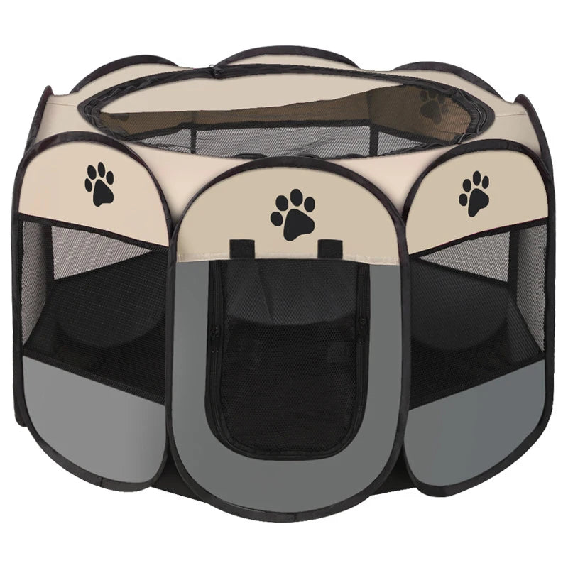 Portable Octagonal Pet Playpen with Breathable Mesh