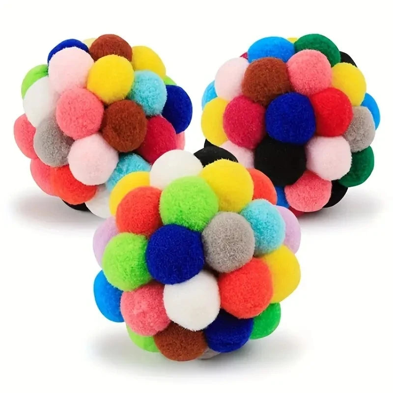 Colorful Cat Plush Ball Toy Set - Interactive Fun