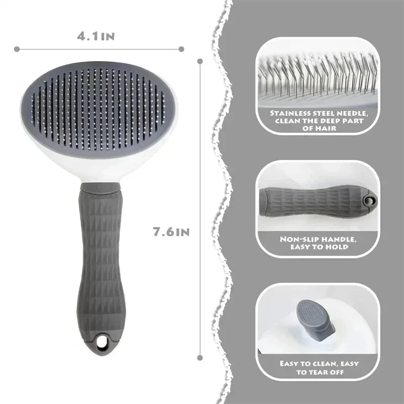 Self-Cleaning Pet Hair Remover Brush for Dogs & Cats