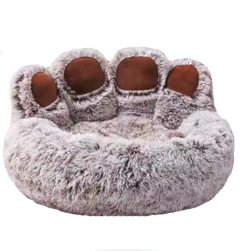 Cozy Paw-Shaped Fluffy Dog Bed