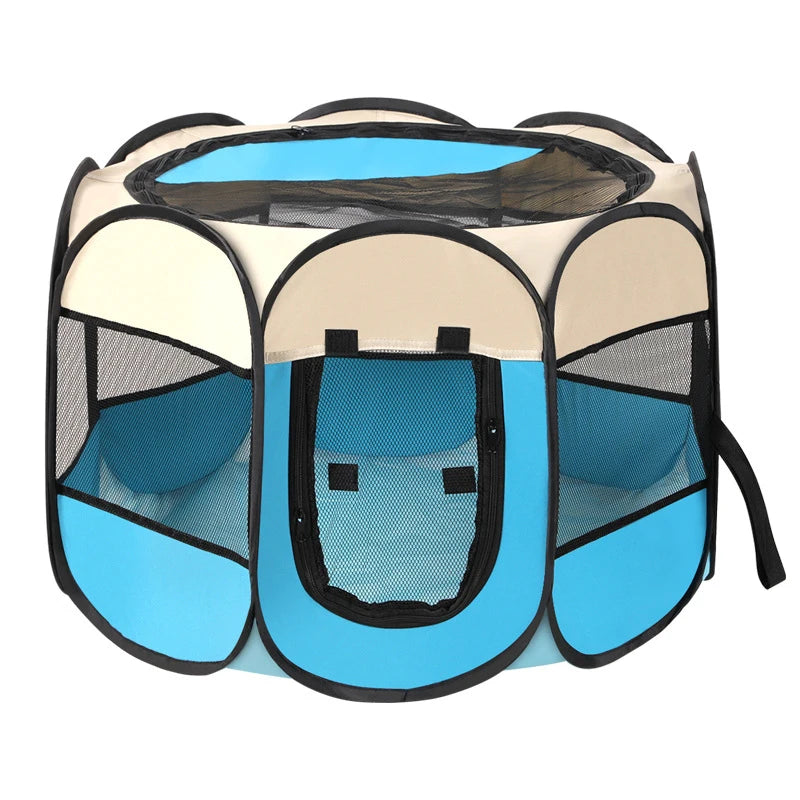 Portable Octagonal Pet Playpen with Breathable Mesh
