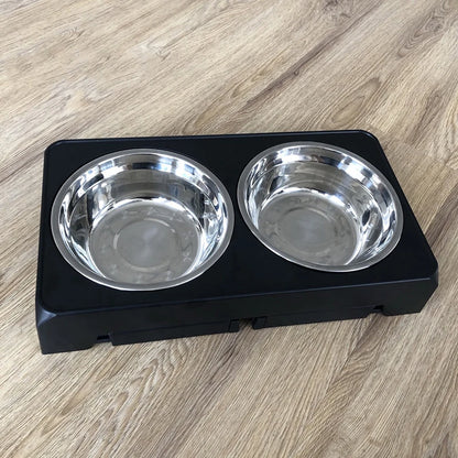 Adjustable Elevated Dog Feeder with Double Stainless Bowls