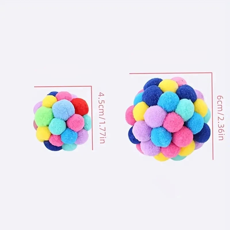 Colorful Cat Plush Ball Toy Set - Interactive Fun