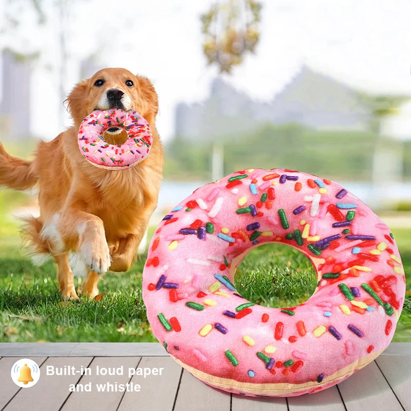 Irresistible Plush Pizza & Doughnut Dog Chew Toys