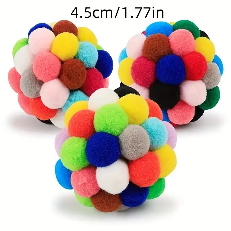 Colorful Cat Plush Ball Toy Set - Interactive Fun