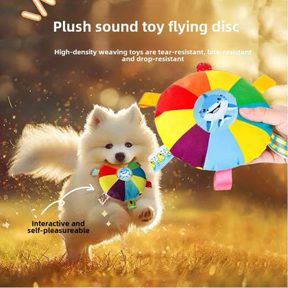 Vibrant Plush Flying Saucer Dog Toy with Bell